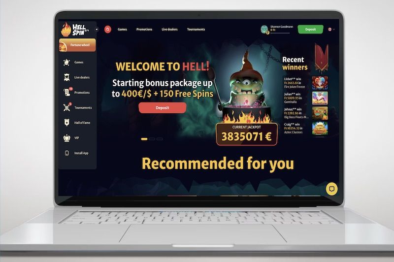 Hellspin Casino on a laptop screen